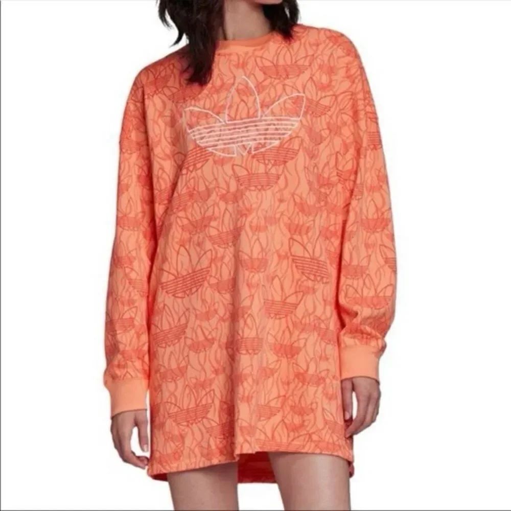 ADIDAS Originals Peach Emblem Sweater Dress - Medium